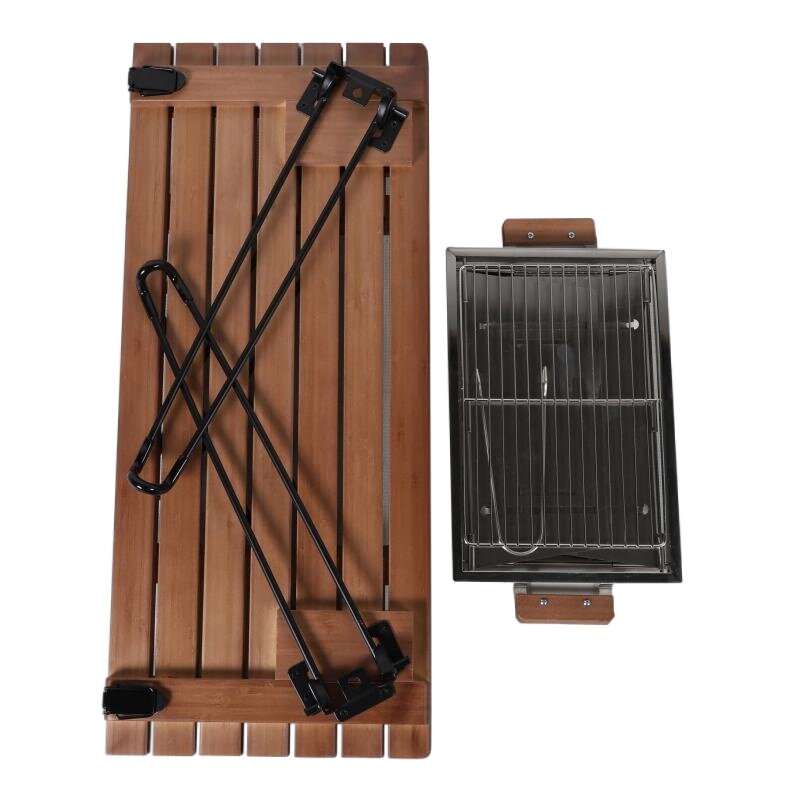 竹製天板折りたたみテーブル（BBQコンロ付き）BT660