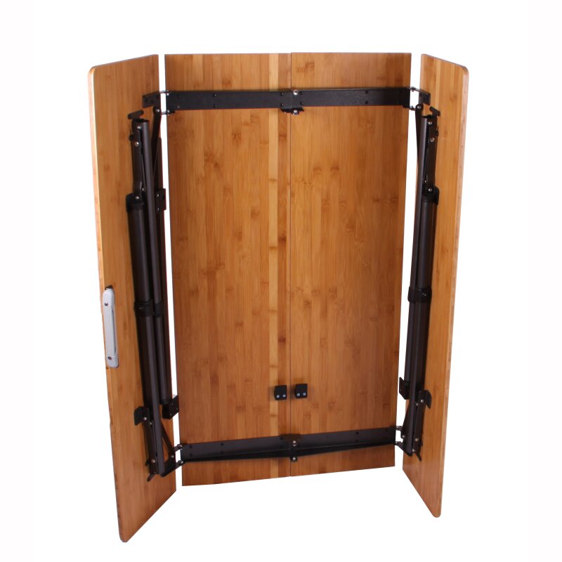 4つ折り竹製天板と高さ調節可能なテーブル BT890