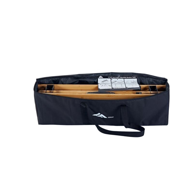 4つ折り竹製天板と高さ調節可能なテーブル BT890